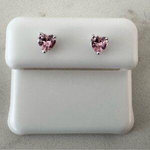 Heart-Shaped Pink Sapphire Stud Earrings
